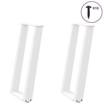 ARDEBO.de - Konsolentischbeine U-Form 2 Stk. Weiß 28x(72-73) cm Stahl
