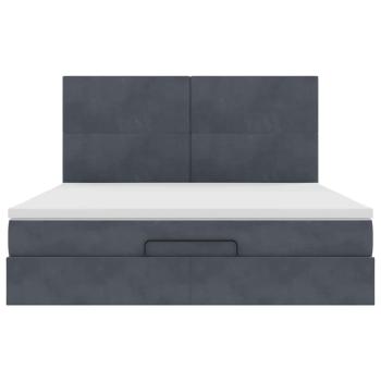 Ottoman-Bett mit Matratzen Dunkelgrau 180x200 cm Samt
