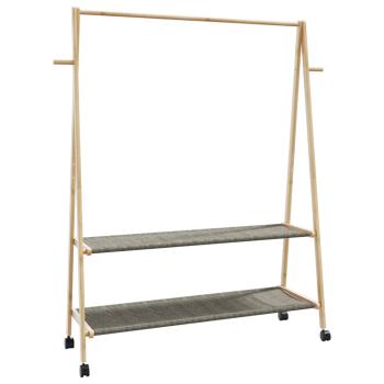 ARDEBO.de - Kleiderständer mit Ablagen und Rollen 132x45,5x155,5 cm Bambus