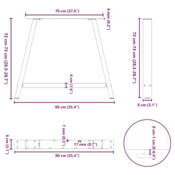 Couchtischbeine A-Form 2 Stk. Weiß 90x(72-73) cm Stahl