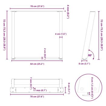 Esstischbeine U-Form 2 Stk. Schwarz 70x(72-73) cm Stahl