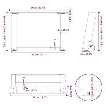 Couchtischbeine U-Form 2 Stk. Anthrazit 50x(30-31) cm Stahl