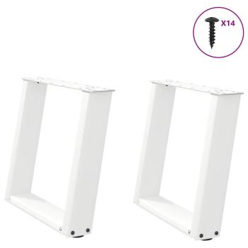 ARDEBO.de - Couchtischbeine U-Form 2 Stk. Weiß 50x(42-43) cm Stahl