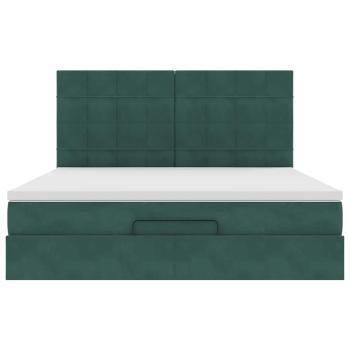 Ottoman-Bett mit Matratzen Dunkelgrün 180x200 cm Samt
