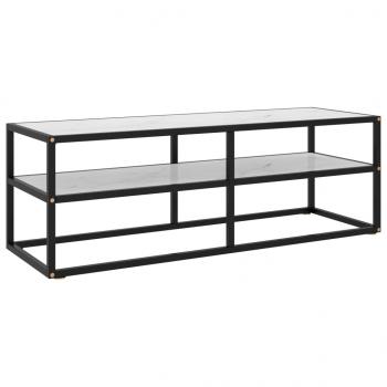 ARDEBO.de - TV-Schrank Schwarz mit Hartglas Marmor-Optik 120x40x40 cm
