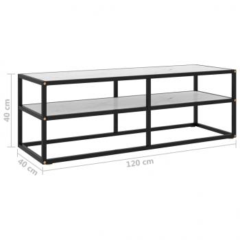 TV-Schrank Schwarz mit Hartglas Marmor-Optik 120x40x40 cm