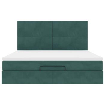 Ottoman-Bett mit Matratzen Dunkelgrün 180x200 cm Samt