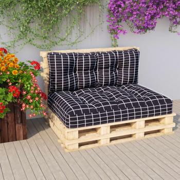 ARDEBO.de - Palettenkissen 2-tlg. Schwarz Karomuster Stoff