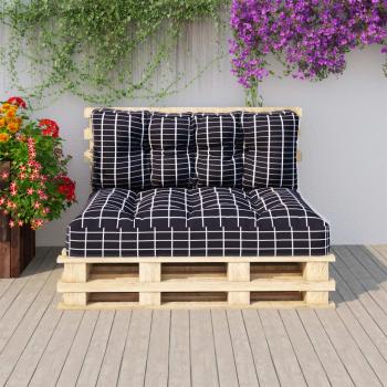 Palettenkissen 2-tlg. Schwarz Karomuster Stoff