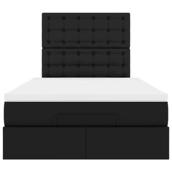 Ottoman-Bett mit Matratze Schwarz 120x200 cm Kunstleder