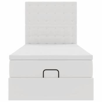 Ottoman-Bett mit Matratze Weiß 90x200 cm Kunstleder