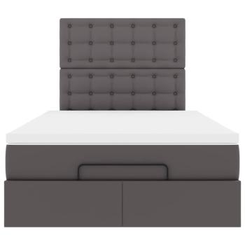 Ottoman-Bett mit Matratze Grau 120x190 cm Kunstleder