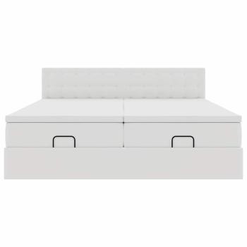 Ottoman-Bett mit Matratzen Weiß 180x200 cm Kunstleder