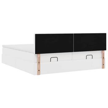 Ottoman-Bett mit Matratzen Weiß 200x200 cm Kunstleder