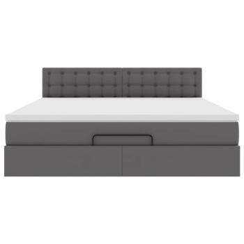 Ottoman-Bett mit Matratze Grau 180x200 cm Kunstleder