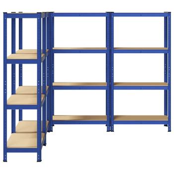 Lagerregale mit 4 Böden 4 Stk. Blau Stahl & Holzwerkstoff