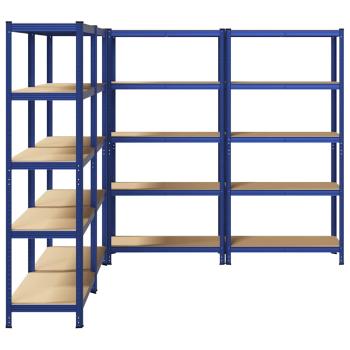 Lagerregale mit 5 Böden 4 Stk. Blau Stahl & Holzwerkstoff