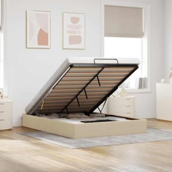 ARDEBO.de - Ottoman-Bett ohne Matratze Creme 140x190 cm Stoff
