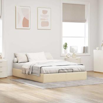 Ottoman-Bett ohne Matratze Creme 140x190 cm Stoff