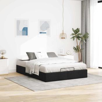 Ottoman-Bett ohne Matratze Schwarz 140x190 cm Stoff