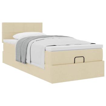 ARDEBO.de - Ottoman-Bett mit Matratze Creme 90x200 cm Stoff