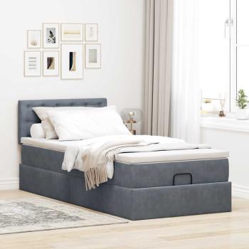 ARDEBO.de - Ottoman-Bett mit Matratze Dunkelgrau 90x190 cm Samt