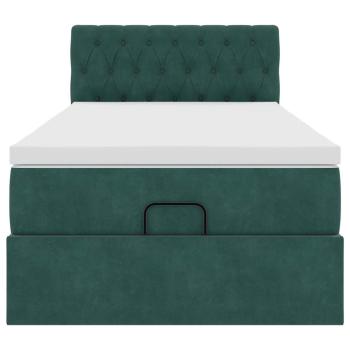 Ottoman-Bett mit Matratze Dunkelgrün 80x200 cm Samt