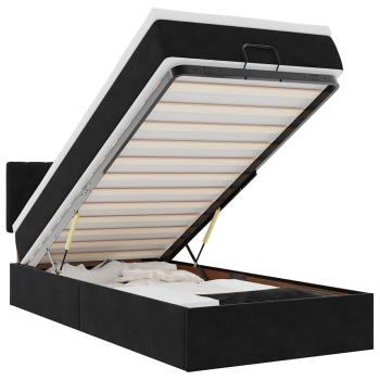 Ottoman-Bett mit Matratze Schwarz 100x200 cm Samt