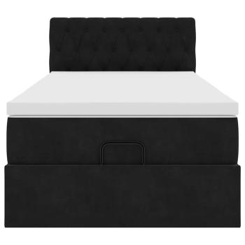 Ottoman-Bett mit Matratze Schwarz 100x200 cm Samt