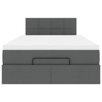Ottoman-Bett mit Matratze Dunkelgrau 120x200 cm Stoff