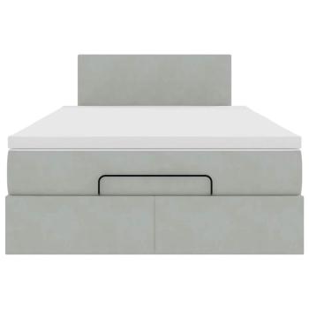 Ottoman-Bett mit Matratze Hellgrau 120x190 cm Samt