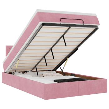 Ottoman-Bett mit Matratze Rosa 120x190 cm Samt