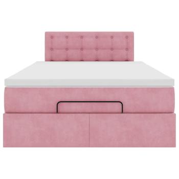 Ottoman-Bett mit Matratze Rosa 120x190 cm Samt