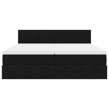 Ottoman-Bett mit Matratzen Schwarz 200x200 cm Samt