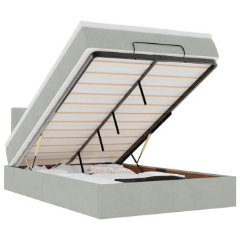 Ottoman-Bett mit Matratze Hellgrau 120x190 cm Samt