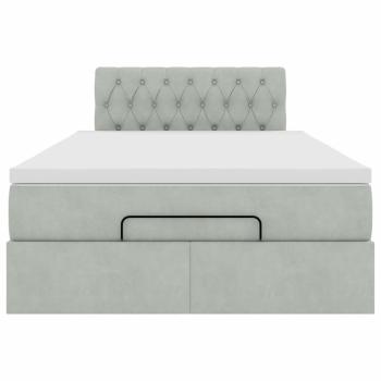 Ottoman-Bett mit Matratze Hellgrau 120x190 cm Samt