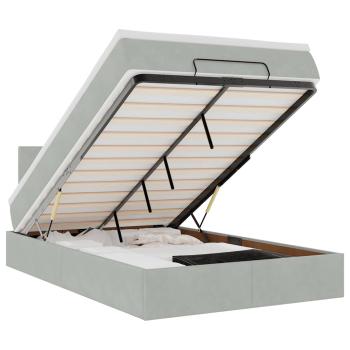 Ottoman-Bett mit Matratze Hellgrau 120x200 cm Samt