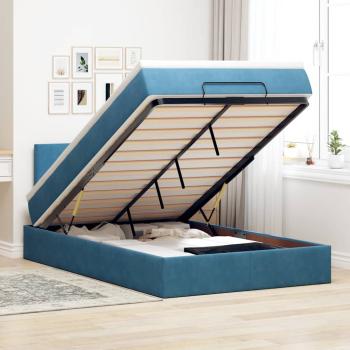 ARDEBO.de - Ottoman-Bett mit Matratze Dunkelblau 120x190 cm Samt