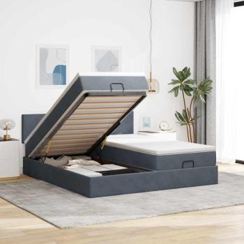 ARDEBO.de - Ottoman-Bett mit Matratzen Dunkelgrau 160x200 cm Samt