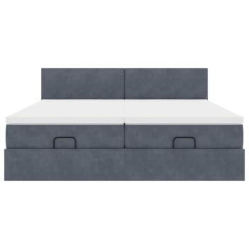 Ottoman-Bett mit Matratzen Dunkelgrau 160x200 cm Samt