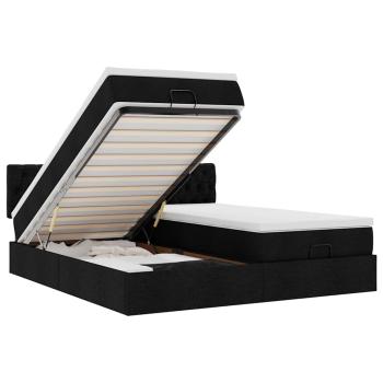 Ottoman-Bett mit Matratzen Schwarz 200x200 cm Stoff