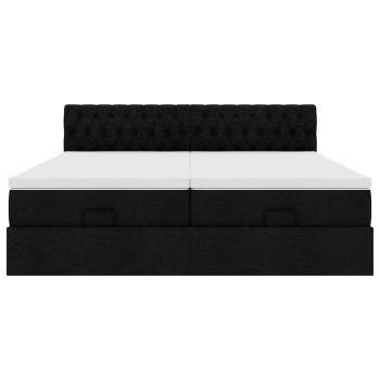 Ottoman-Bett mit Matratzen Schwarz 200x200 cm Stoff