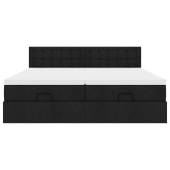 Ottoman-Bett mit Matratzen Schwarz 200x200 cm Stoff