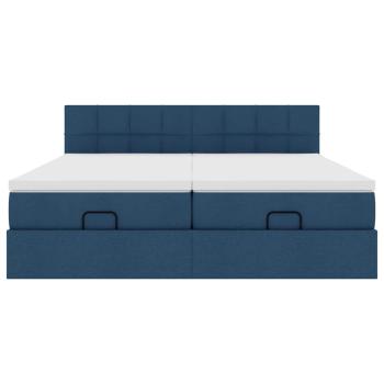 Ottoman-Bett mit Matratzen Blau 200x200 cm Stoff