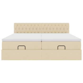 Ottoman-Bett mit Matratzen Creme 160x200 cm Stoff