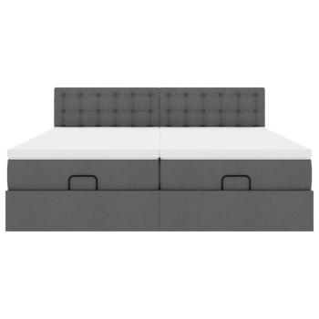 Ottoman-Bett mit Matratzen Dunkelgrau 160x200 cm Stoff