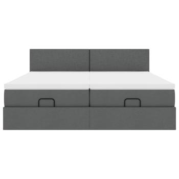 Ottoman-Bett mit Matratzen Dunkelgrau 180x200 cm Stoff