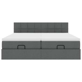 Ottoman-Bett mit Matratzen Dunkelgrau 160x200 cm Stoff