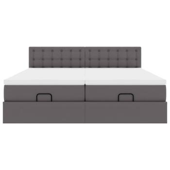 Ottoman-Bett mit Matratzen Grau 200x200 cm Kunstleder