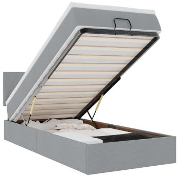 Ottoman-Bett mit Matratze Hellgrau 90x200 cm Stoff
